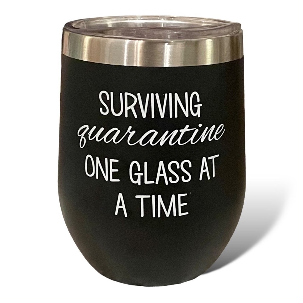 Nwot Quarantine Survival Glass 12 ounce Stainless Steel Stemless Wine Glass